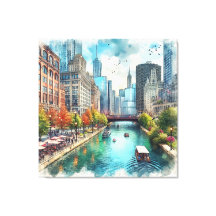 Chicago Illinois Flod Väggkonst 