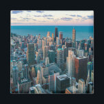 Chicago Illinois flygvy cityscape på morgonen Magnet<br><div class="desc">Chicago Illinois flygvy cityscape på morgonen. Perfektens gåva till hem,  kontor eller dekoration. Se även de andra underbara produkterna!</div>