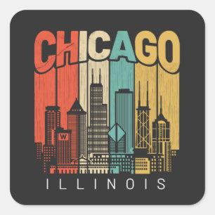 Chicago Illinois Fyrkantigt Klistermärke