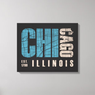 Chicago Illinois grafisk karta Canvastryck