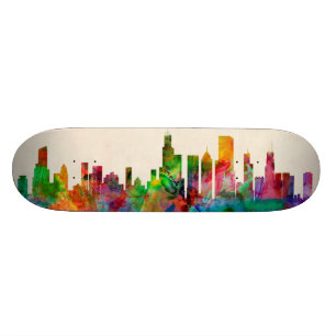 Chicago Illinois horisontCityscape Skateboard Bräda 20 Cm