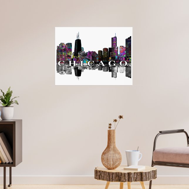 Chicago, Illinois i graffiti Poster (Vardagsrum 3)