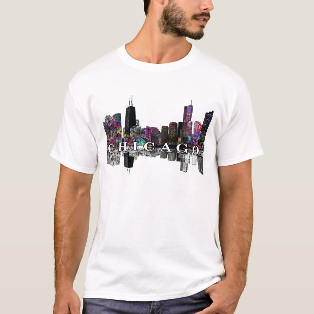 Chicago, Illinois i graffiti T Shirt (Framsida)