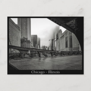 Chicago, Illinois i svart och vitt Vykort