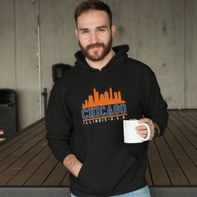 Chicago, Illinois Iconic Skyline Hoodie (Skapare uppladdad)