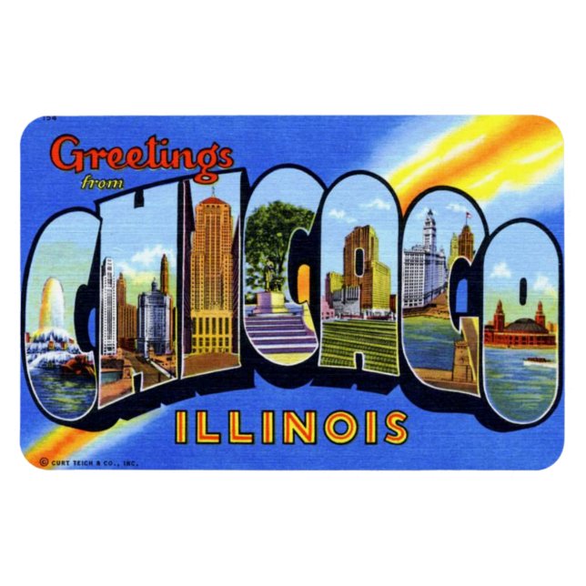 Chicago Illinois IL Large Brev Postcard Magnet (Horisontell)