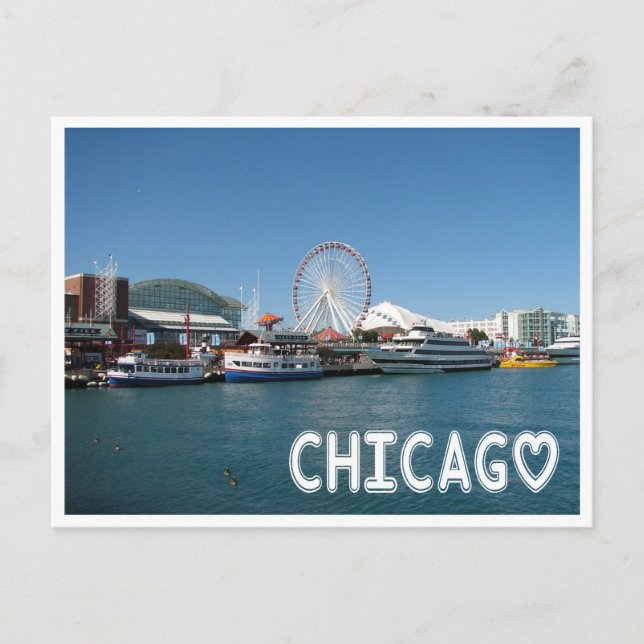Chicago Illinois ( IL) Navy Pier Ferris Wheel USA Vykort (Framsida)