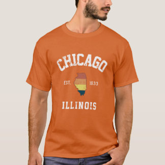 Chicago Illinois IL Retro State Kärlek Illinoi T Shirt