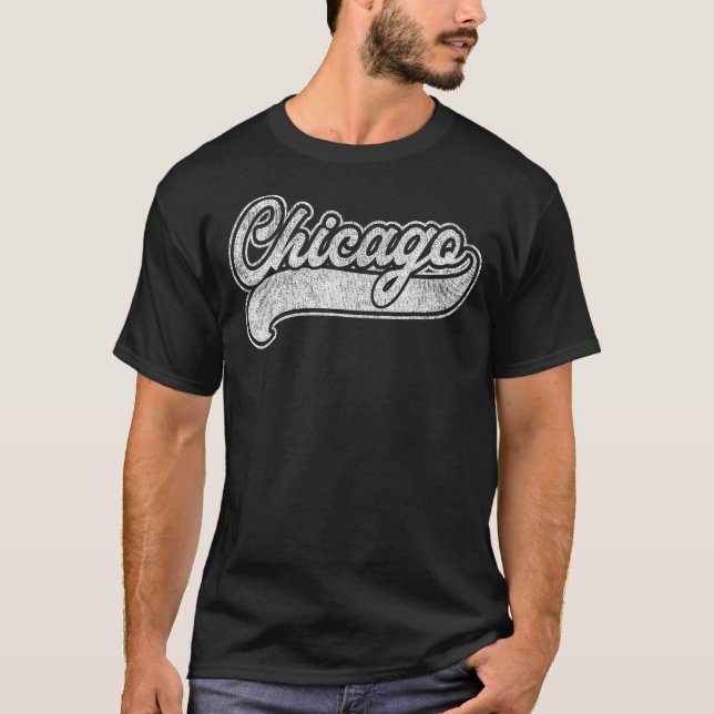 Chicago Illinois IL Shirt Retro Baseball Stil Vin T (Framsida)