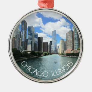 Chicago, Illinois jul Keepsak Souvenir Julgransprydnad Metall