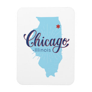 Chicago Illinois Karta Magnet