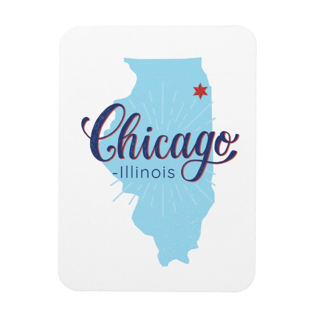 Chicago Illinois Karta Magnet (Vertikal)