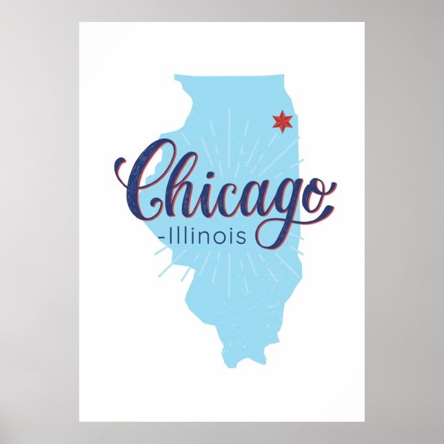 Chicago Illinois Karta Poster (Framsidan)