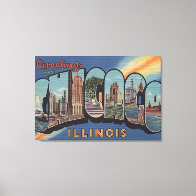 Chicago, Illinois - Large Brev Scenes 2 Canvastryck (Framsida)