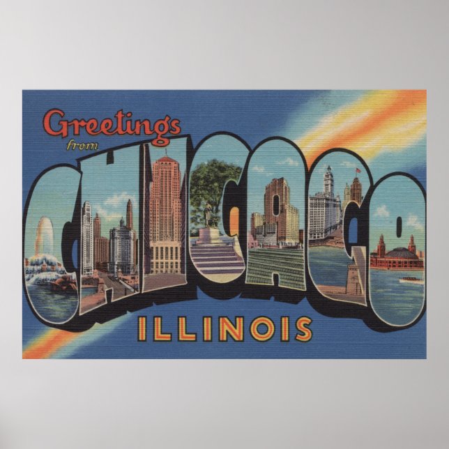 Chicago, Illinois - Large Brev Scenes 2 Poster (Framsidan)