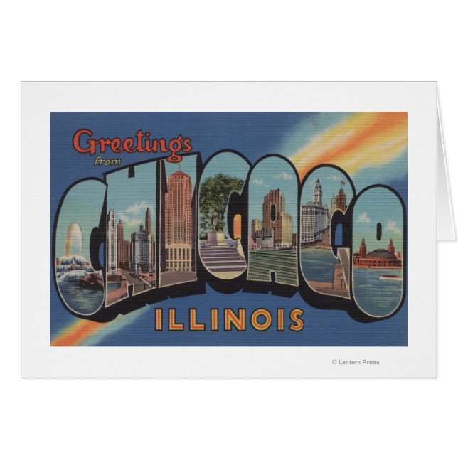 Chicago, Illinois - Large Brev Scenes Hälsningskort (Framsidan Horizontal)