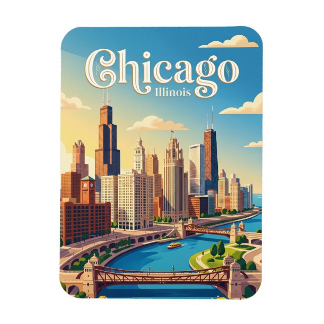 Chicago Illinois Magnet (Vertikal)