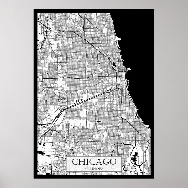 Chicago Illinois Map Poster (Framsidan)