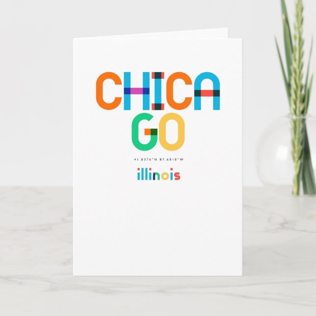 Chicago Illinois Mid Century, Pop Art. Kort (Framsida)