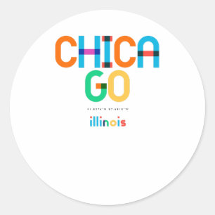 Chicago Illinois Mid Century, Pop Art. Runt Klistermärke