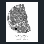 Chicago Illinois Minimal Modern Circle Street Kart Poster<br><div class="desc">Chicago Illinois Minimal Modern Circle Street Karta</div>