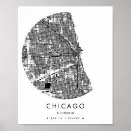 Chicago Illinois Minimal Modern Circle Street Kart Poster