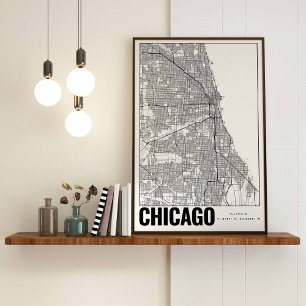 Chicago Illinois Minimalist Karta Art Poster