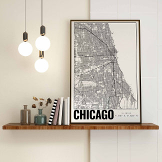 Chicago Illinois Minimalist Karta Art Poster