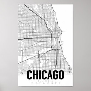 Chicago Illinois Minimalist Karta Art Poster