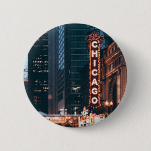 Chicago Illinois Neon Sign på natten Knapp