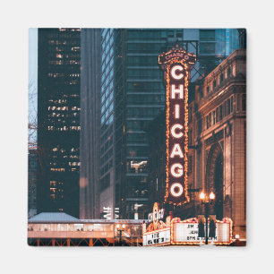 Chicago Illinois Neon Sign på natten Magnet
