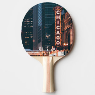 Chicago Illinois Neon Sign på natten Pingisracket