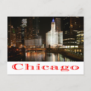 Chicago Illinois Night Skyline Travel-postkort Vykort