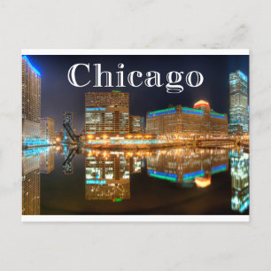 Chicago Illinois Night Skyline United Stater, USA Vykort