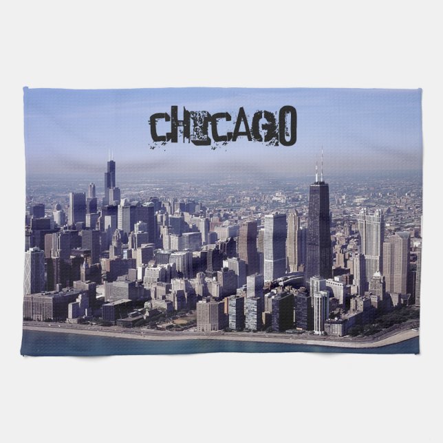 Chicago Illinois parkerar den blåsiga staden byggn Kökshandduk (Horisontell)