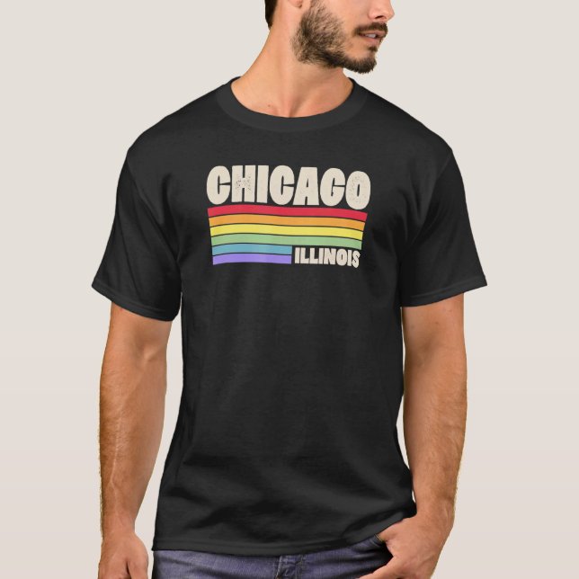 Chicago Illinois Pride Rainbow Flagga Gay pride Me T Shirt (Framsida)