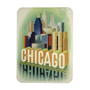 Chicago Illinois Retro Vintage resor Poster Magnet