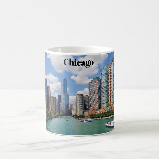 Chicago Illinois River City Skyline Travel Photo Kaffemugg (Center)