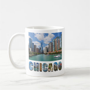Chicago Illinois River Skyline Travel Photo Kaffemugg