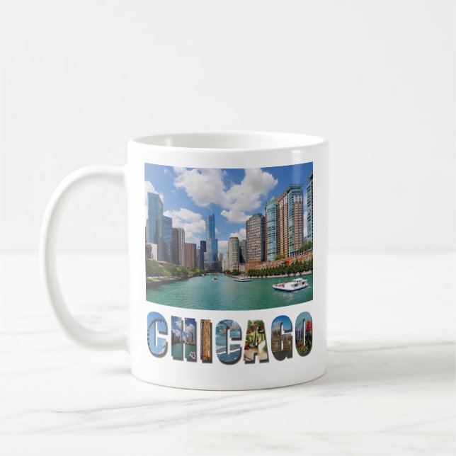 Chicago Illinois River Skyline Travel Photo Kaffemugg (Vänster)