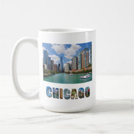 Chicago Illinois River Skyline Travel Photo Kaffemugg