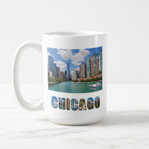 Chicago Illinois River Skyline Travel Photo Kaffemugg