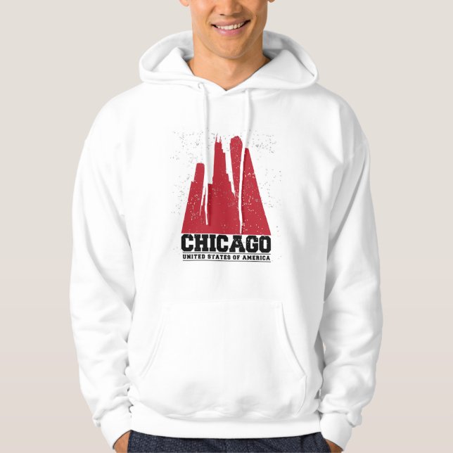 Chicago Illinois | röd stadshorisont Sweatshirt (Framsida)