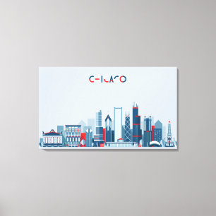 Chicago Illinois röd, vit- och blåtthorisont Canvastryck