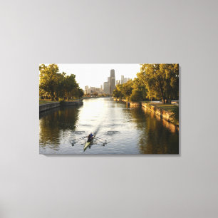 Chicago, Illinois, roddare i Lincoln Park lagun Canvastryck