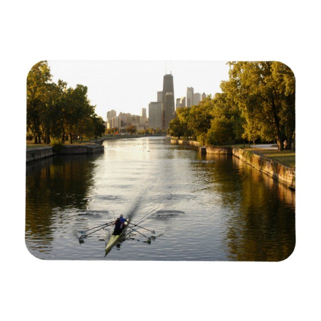 Chicago, Illinois, roddare i Lincoln Park lagun Magnet (Horisontell)