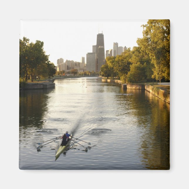 Chicago, Illinois, roddare i Lincoln Park lagun Magnet (Framsidan)