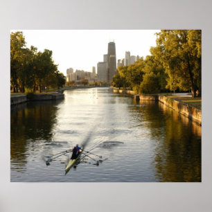 Chicago, Illinois, roddare i Lincoln Park lagun Poster