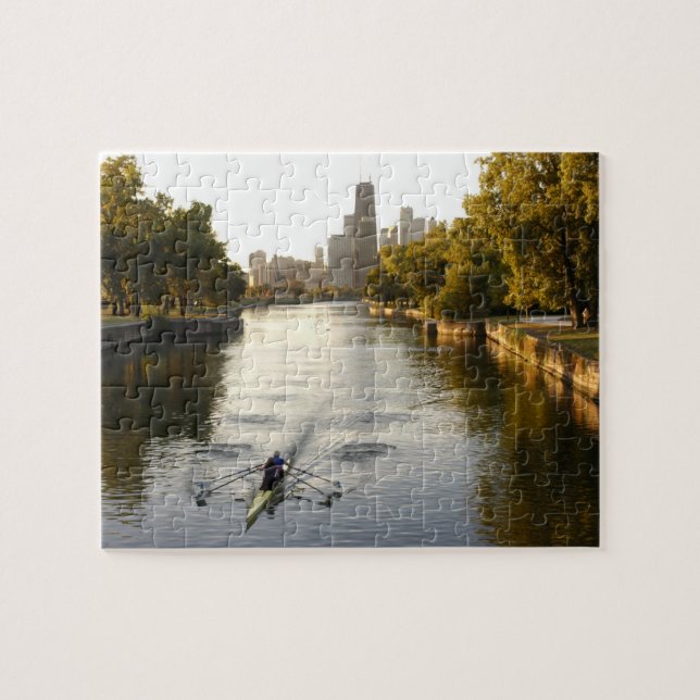 Chicago, Illinois, roddare i Lincoln Park lagun Pussel (Horisontell)