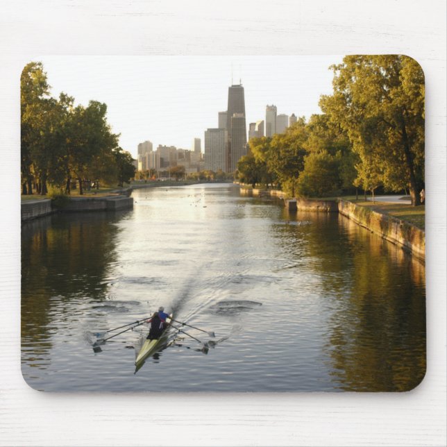 Chicago, Illinois, Rowers in Lincoln Park lagun Musmatta (Framsidan)